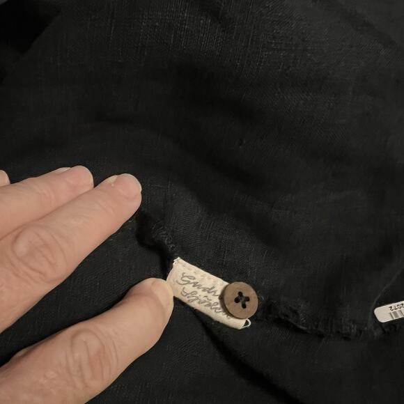 Gudrun Sjoden Womens XL Korinth Blouse 3/4 Sleeve Tunic Top Black Relaxed Linen - Picture 7 of 8